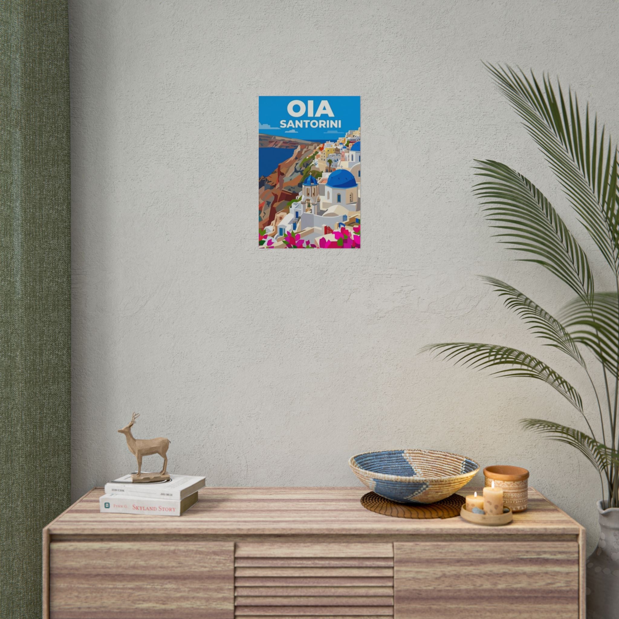 Oia Santorini Chic Travel Poster Rolled Poster | Block color | Greek Island Wall Art